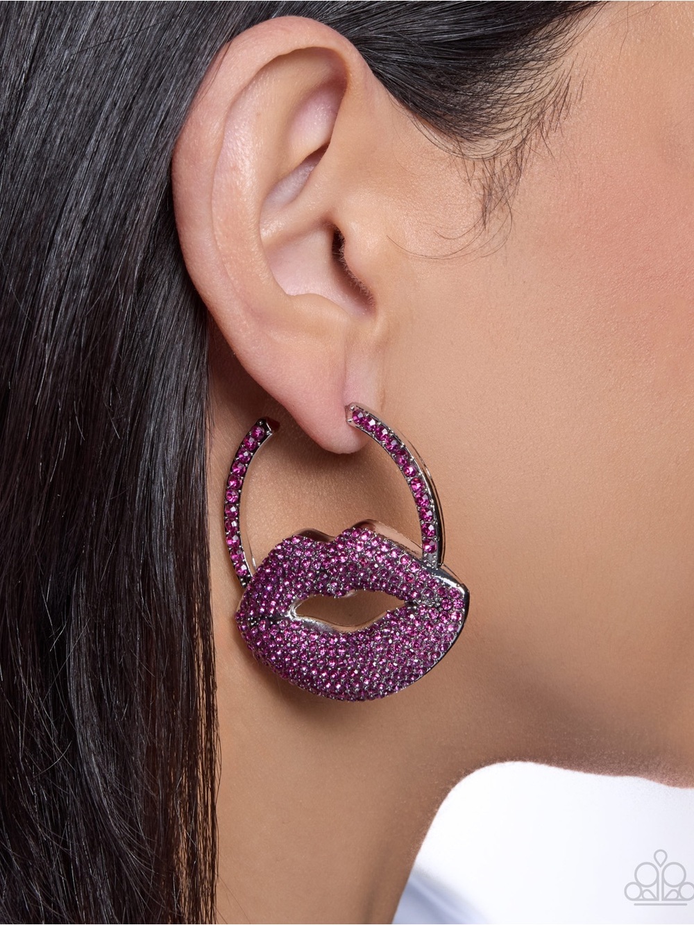 paparazzi Magenta Kiss Hoop Earrings - Women's Jewelry